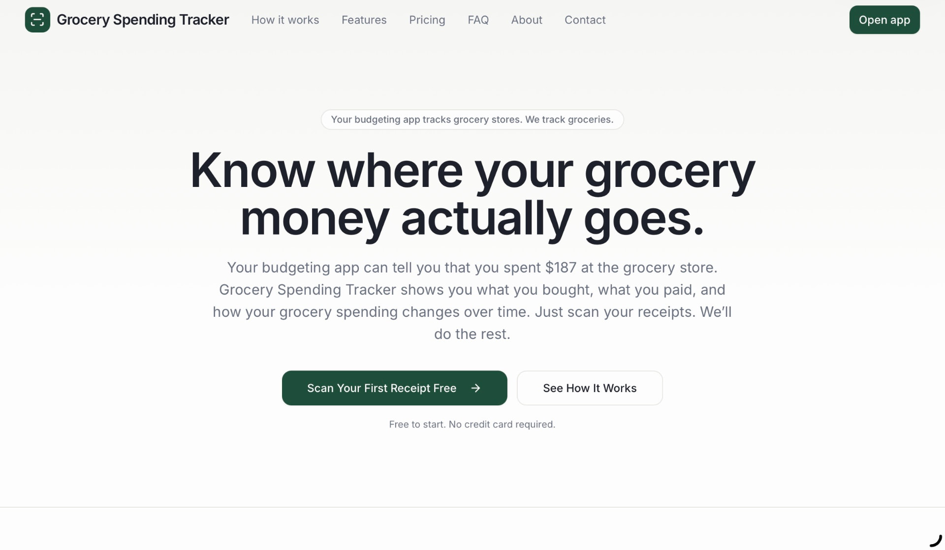 Grocery Spending Tracker website preview